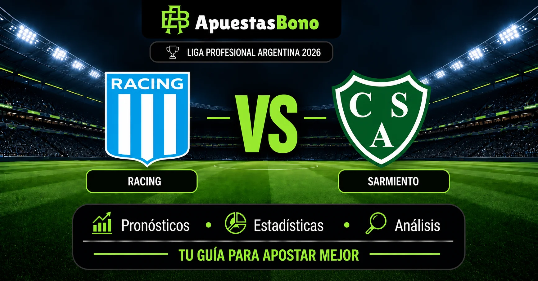 Predicción del partido de Liga Argentina entre Racing contra Sarmiento.