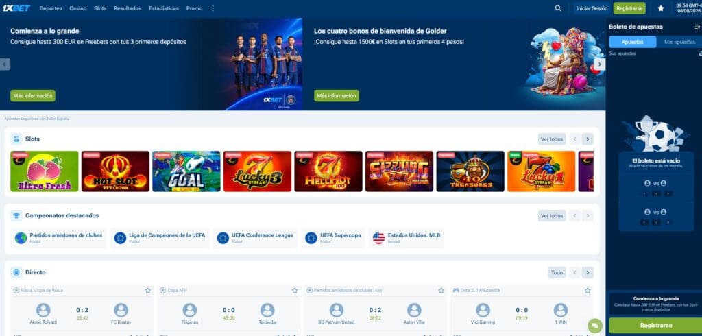 El sitio web de 1xBet España experiencia de usuario