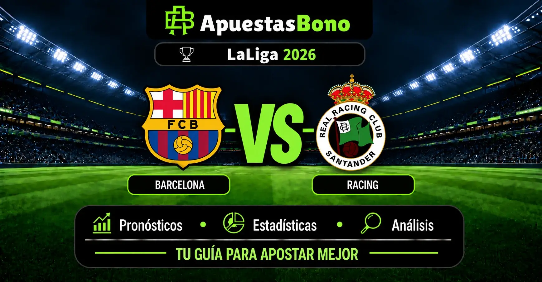 Predicción Barcelona contra Racing de Santander por LaLiga 2026.