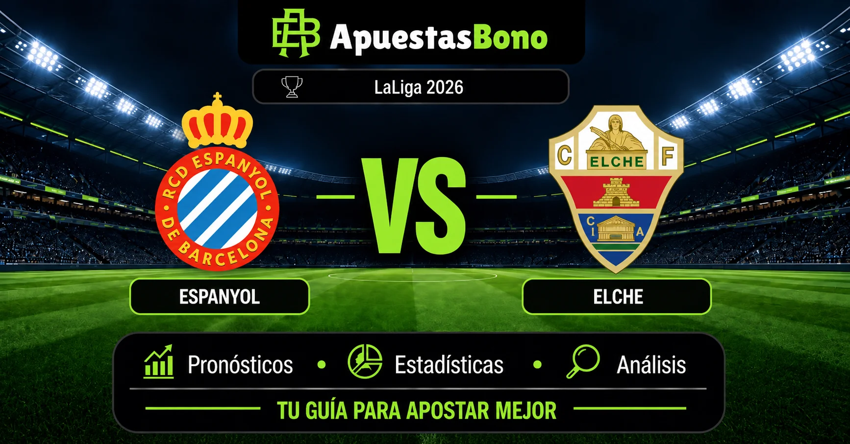 Predicción Espanyol contra Elche por LaLiga 2026 en el RCDE Stadium.