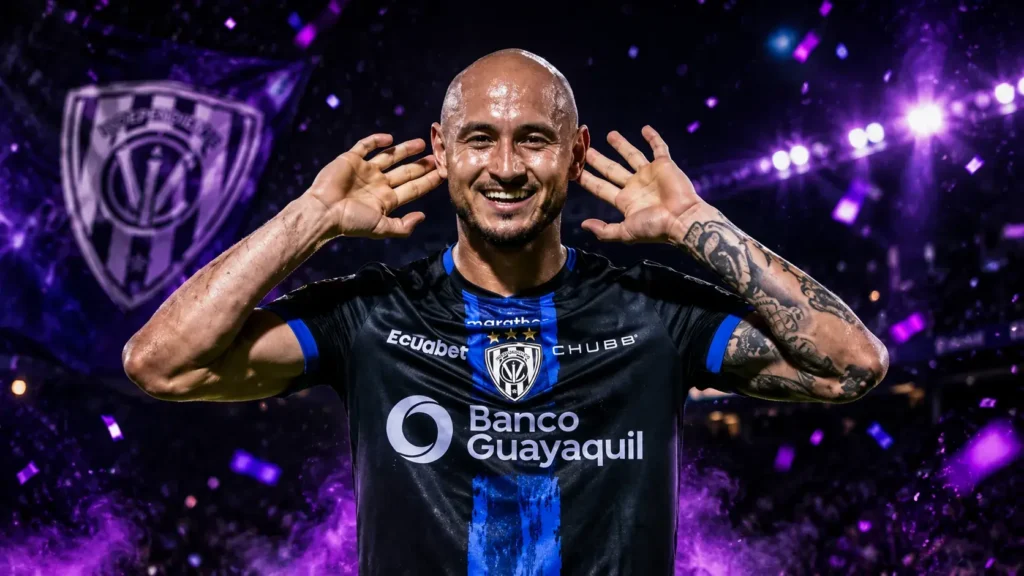 Carlos González celebra con Independiente del Valle tras la victoria 3-2 sobre Leones en la Liga Ecuabet