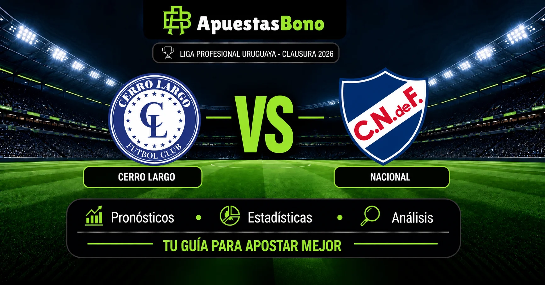 Predicción Cerro Largo contra Nacional por la Liga Uruguaya