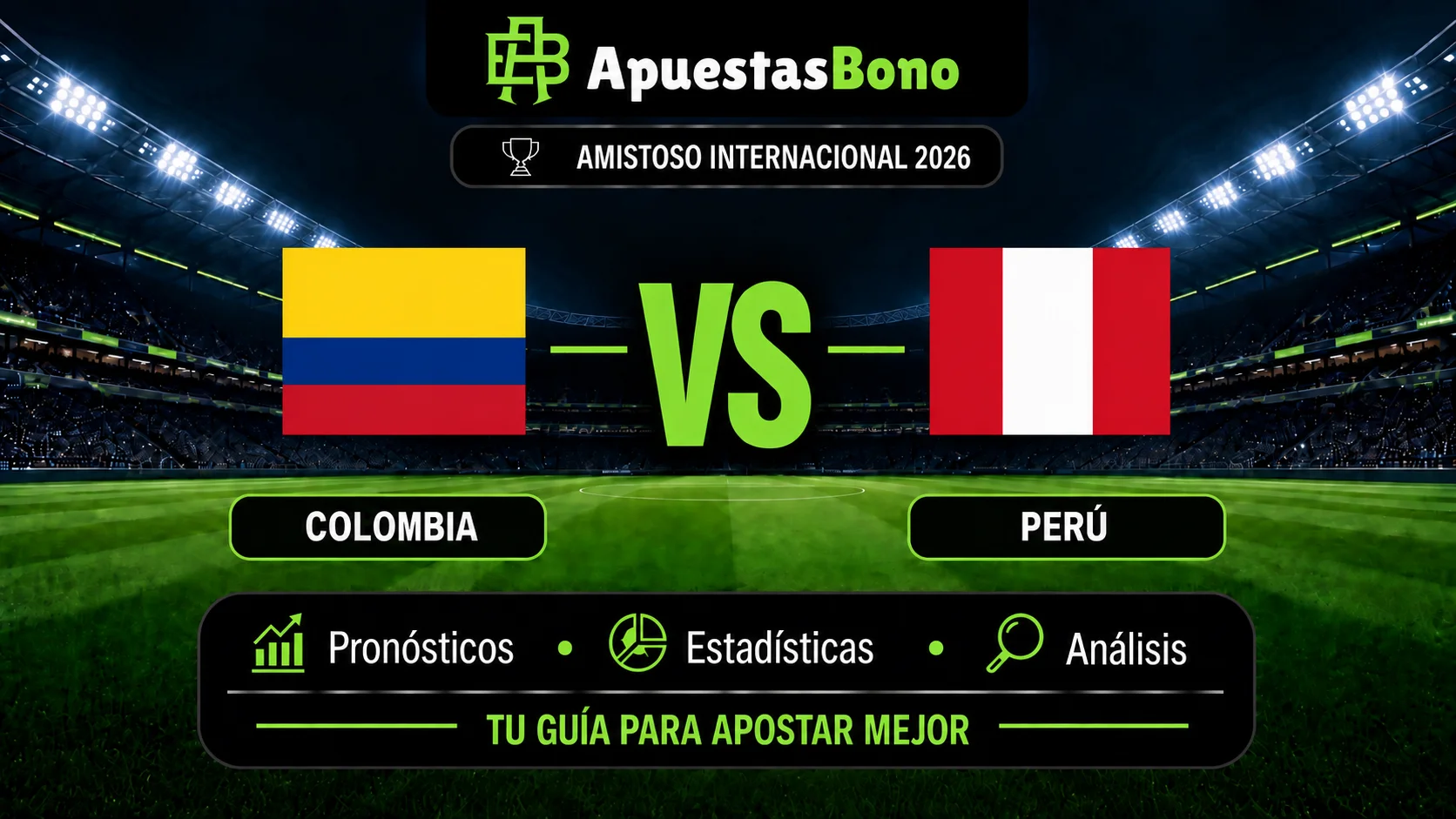 Predicción Colombia contra Perú por el amistoso internacional 2026.