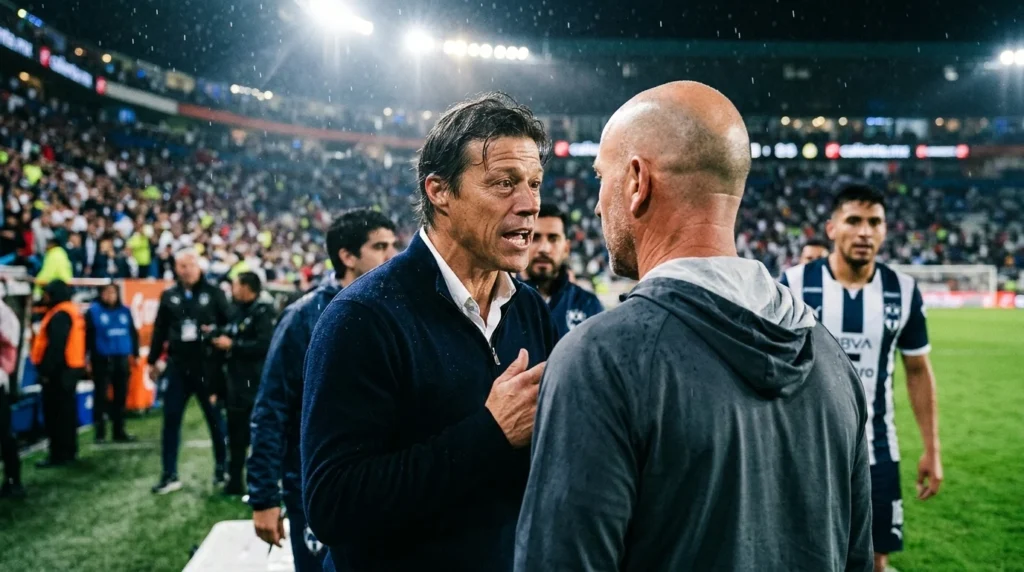 Matías Almeyda reclamando su expulsión tras la derrota de Monterrey ante Chivas por Liga MX. Matías Almeyda reclamando su expulsión tras la derrota de Monterrey ante Chivas por Liga MX.