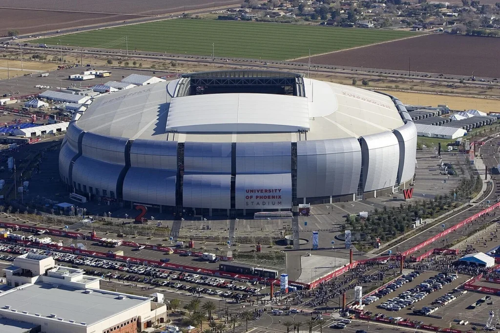 Vista aérea del University of Phoenix Stadium en Arizon