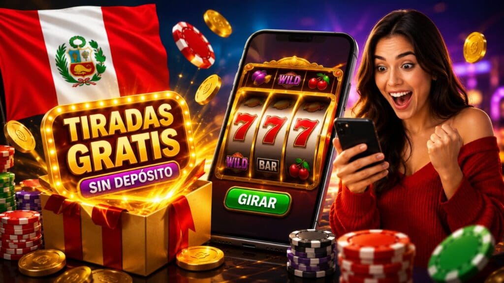 Casinos con tiradas gratis en Perú con giros gratis sin depósito, tragamonedas en celular y jugadora sorprendida